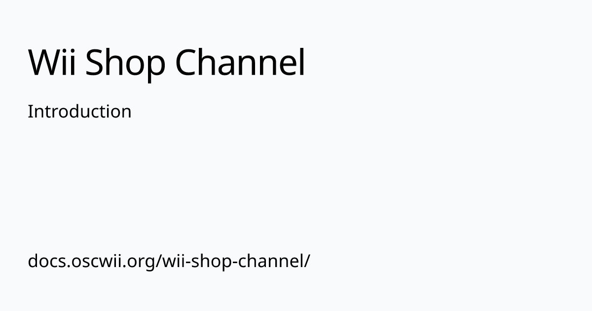 Introduction Wii Shop Channel